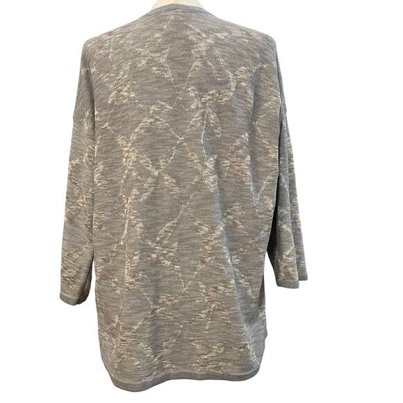 J. Jill purejill Open Front Cardigan Sweater Artisanal Design Women's S Gray Tan - Picture 4 of 11